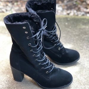 Black suede boots